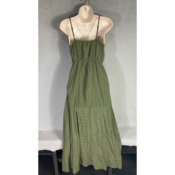 Women's M Green Sleeveless Button-Up Midi Dress Casual‎ Spring - Picture 9 of 11